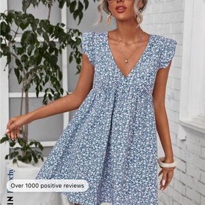 SHEIN blue floral print dress - size small